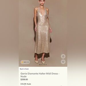 Genie Diamante Halter Midi Dress -
Nude